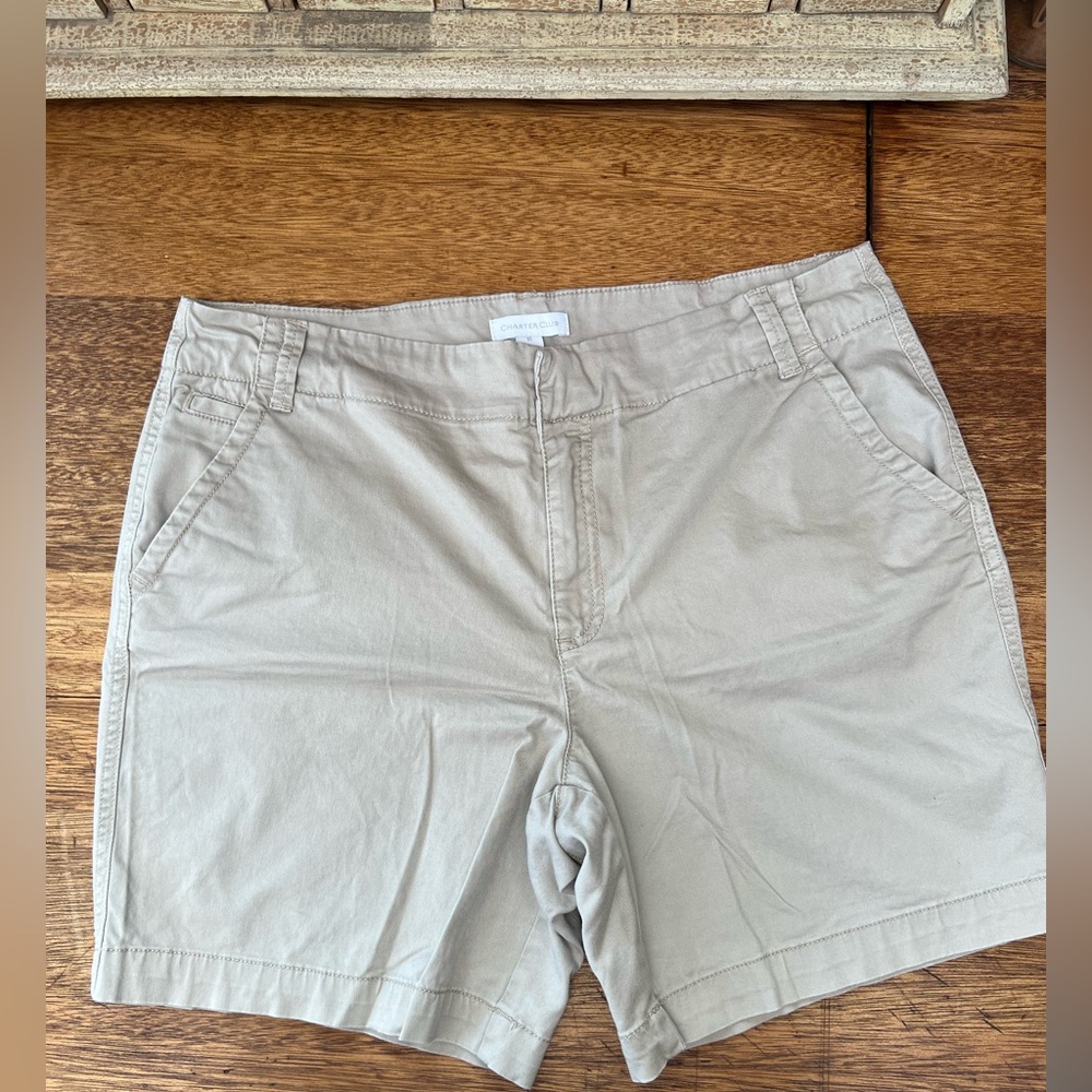 Charter Club Women's size 10 Beige Sedona Dust chino shorts #preppy #vacation